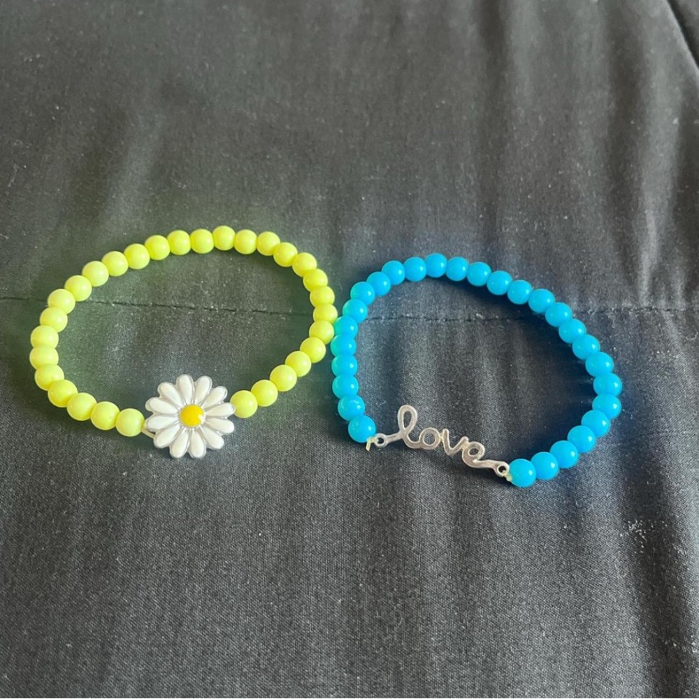 Beaded Bracelets Set - Blue and Yellow